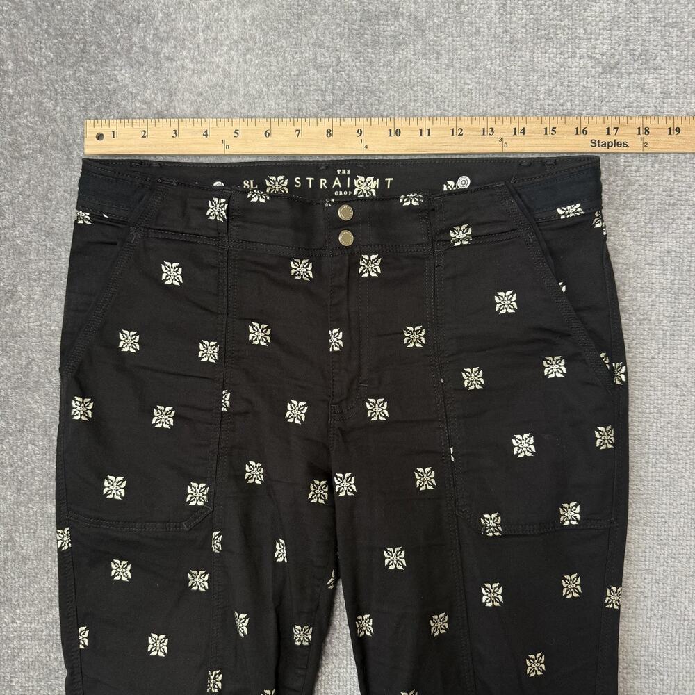 White House Black Market Pants Womens 8 Long Straight Crop Gold Metallic Print - Picture 7 of 12